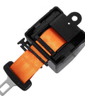 Universal 2 Point Harness Kit For Tractors Mowers And Buggy With 46 Inch Quick Extend Adjustable Length Includes Mounting Screws Rugged Orange Heavy Duty Polyester Webbing And Steel Buckle For Easy No Sweat Install In Minutes showing orange webbing and steel buckle with mounting screws.