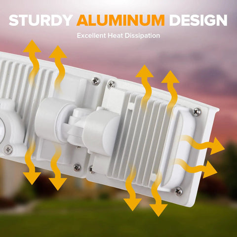 Heavy Duty 75W LED Outdoor Flood Light With Switch Control And Three Adjustable Heads Ditches Dim Bulbs For A Badass 8000 Lumen Glow 5000k Daylight On Garage Yard Or Patio IP65 Waterproof Build In White