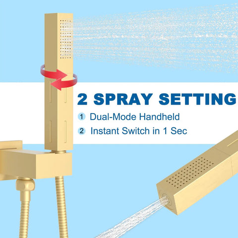Two Settings Handheld Shower Head Sprayer With Beast Mode High Pressure Water Saving Spray 59 Inch Flexible Hose