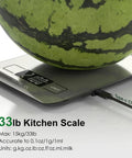 Smart Kitchen Scale With Nutritional Calculator And Macro Tracking App, Ai Food Recognition, Barcode Scan, Digital Grams And Ounces, Rechargeable Stainless Steel, 33Lb Capacity For Easy Weight Loss And Real Food Wins weighing a watermelon