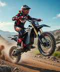 Rider on Power Packed 3500W Peak Electric Dirt Bike for Teens and Adults, Hits Up To 37 MPH, off-road, kicking up dirt
