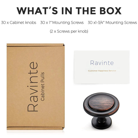 Packaging and single oil rubbed bronze cabinet knob from Oil Rubbed Bronze Cabinet Knobs And Drawer Pulls Set 30 Pack One And A Quarter Inch Round.