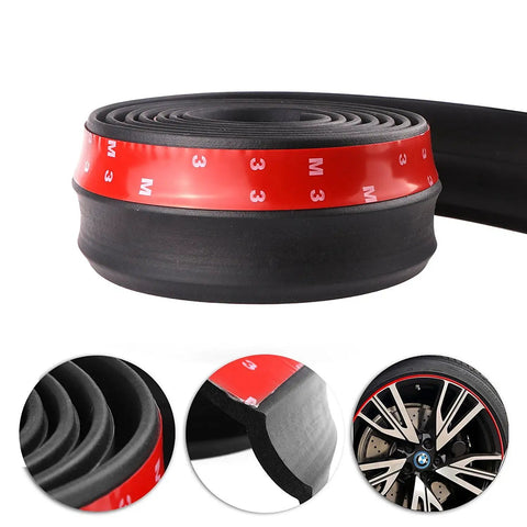 Roll of Universal Car Front Bumper Lip Spoiler Protector Rubber Skirt Guard 2.5M Long Black Flexible TPVC Material For Scratch Resistance And Easy Install.