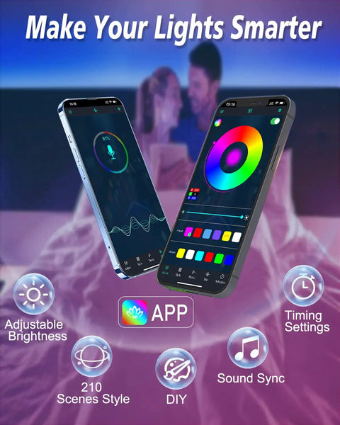 Smartphone app interface controlling Hexagon Led Light Panels RGBIC Mood Lighting Kit Six Panels For Party Living Room