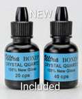 Two bottles of Ultra Bond Crystal Quartz resin included in Pro Windshield Repair Kit With Advanced Flexing Holding Structure For Stronger Glass, Durable Auto Glass Repair Tool For Cracks, Chips, And Leaks, Easy Setup, Premium Resin, And Professional Results.