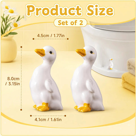Total Bath Refresh With These Straight Up Cute Ceramic Duck Toilet Bolt Caps Set Of Two Standing Screw Covers Featuring Easy Peasy Setup And Real Deal Rust Protection, size details.