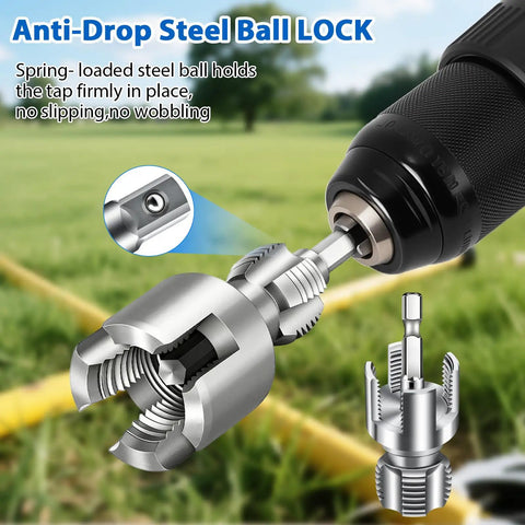Dual Function PVC Pipe Threader Tool Kit for Internal and External Threads on Water Pipes Drill Compatible with steel ball lock