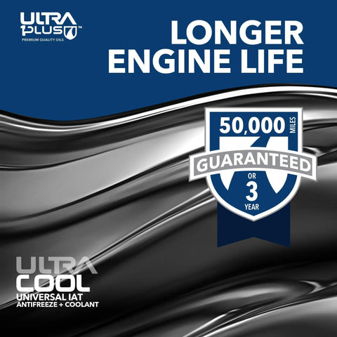 Lock In Superior Engine Care With This Gold IAT 50/50 Antifreeze Coolant Packed In A Jumbo 265 Gallon Tote Built For American Rides Like Fords And Gms Featuring Universal Compatibility So You Can Hit The Road Stress Free With Reliability That Does Not. Universal IAT antifreeze branding on a sleek black and blue background.