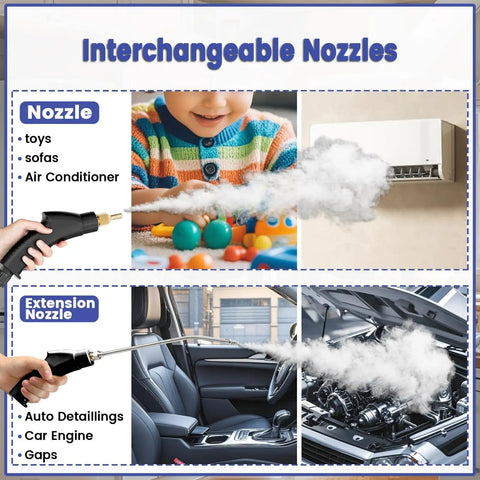 2500W Handheld Steam Cleaner Rapid Heat Up In 10 Seconds With 3 Bar High Pressure Steam For Auto Detailing And Home Cleaning