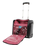 Underseat Luggage Bag With Croco PVC Finish 15 Inch Carry On For Women Lightweight Travel Buddy With 2 Spinner Wheels open view