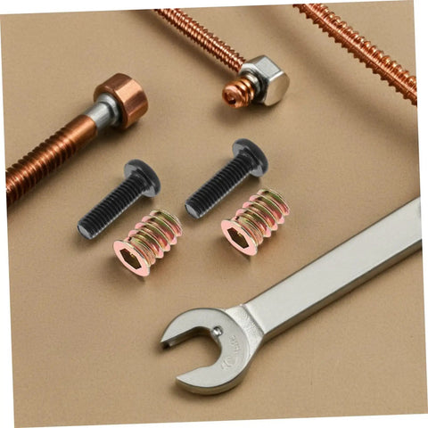 Wood Threaded Insert Kit For Furniture Repair 50 Pcs With Metal Screw In Nuts Bolts And Heavy Duty Fasteners Includes 2 Hex Wrenches And 1 Drill Bit