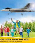 Ready To Fly RC Plane 3 Channel Remote Control Aircraft for Adults and Beginners F16 Fighter Jet Style in flight with children