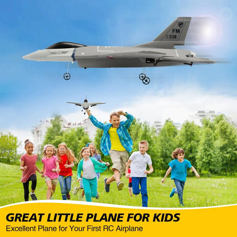 Ready To Fly RC Plane 3 Channel Remote Control Aircraft for Adults and Beginners F16 Fighter Jet Style in flight with children