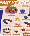 228 Piece Magnetic Science Kit For Kids With Magnetic Balls Chips And Wands 7 Shaped Magnets And Post With Rings Display