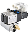 All-In-One Two-Station Solenoid Valve Manifold For Pneumatic Systems, 110V AC Three-Way Two-Position Air Valve With Double Solenoid