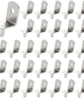 No Sweat 100 Pack Cabinet Shelf Pins With Cushioned Sleeves And Adjustable L Shaped Pegs For Kitchen Bookcase Furniture Fixes And Quick Room Organization Hacks In Silver, close-up of silver steel pegs.