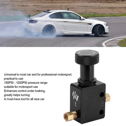 Supercharge Your Stopping Power With This Tight Adjustable Brake Proportioning Valve Crafted From Solid Aluminum Alloy For Universal Disc And Drum Systems That Keep Your Ride Planted And Handle Like A Dream, showcased on a car track.
