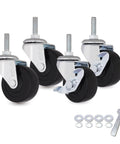 5/16 UNC Threaded Stem 2 Inch Swivel Caster Wheels Set Of 4 With Two Locking And Two Non Locking 1 Inch Stem Length Replacement Wheels