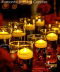 12 Pack LED Floating Candles 3 Inch Flameless Plastic Tea Lights in glass vases, warm white water-activated glow