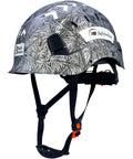 Construction Safety Helmet ABS Hard Hat With Adjustable Ventilation System for Industrial Worksites in black and white design, side view.