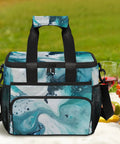 Insulated Picnic Backpack For Men And Women With A Super Roomy 12x8.7x10 Inch Interior in blue abstract design outdoors