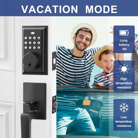 Keyless Front Door Lock Set With Rectangle Keypad Deadbolt And Brushed Nickel Handle For Easy Front Door Entry No More Keys When Your Hands Are Full Smart Lock System Silver Finish