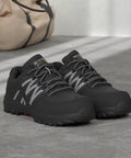 Slip Resistant Work Shoes For Men Non Slip Steel Toe Sneakers Size 9.5 Black Durable Composite Toe Safety Footwear With EH Certification