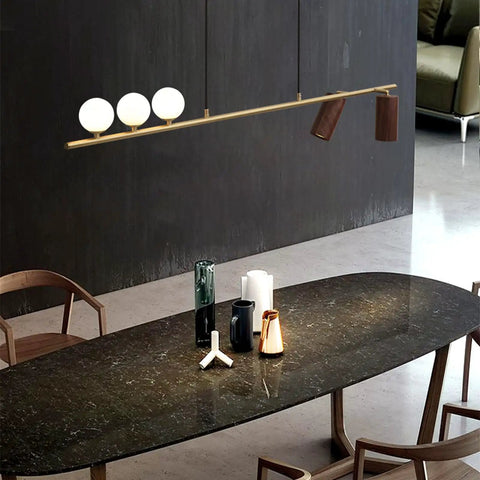 Top Shelf Real Walnut Ceiling Pendant Light, Sleek Chinese Modern Dining Room Chandelier, Heavy Duty Restaurant Hanging Lamp Fixture For Kitchens Bars And Tea Houses over dining table.