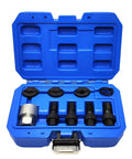8Pcs Wheel Stud Thread Restorer Kit M12 And M14 Size Set for Mercedes Benz BMW Volvo VW Group in blue case, tools visible