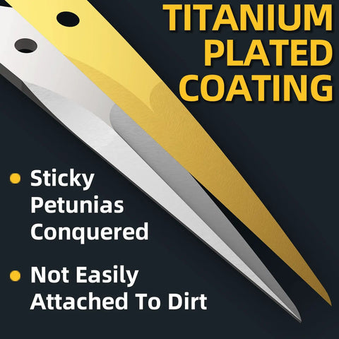 60mm Titanium Coated Plant Scissors Gardening Shears Bonsai Pruning Scissors with sticky petunias conquered feature