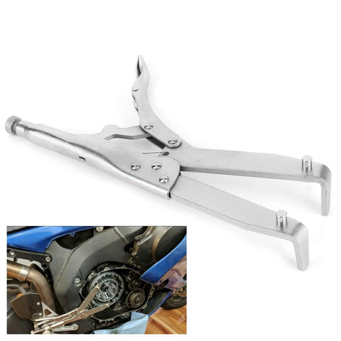 Heavy Duty Clutch Holding Tool With Square Tooth Hub Holder For Flywheel And Gear Restraint 5 Inch Adjustable Jaws 8mm Wrench Pin Pro Grade Medium Carbon Steel Build For Tough Shop Jobs on motorcycle clutch hub