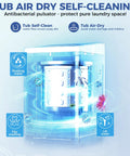 Heavy Duty Portable Washer With Slow Close Glass Lid Compact 20 Lbs Laundry Machine For Dorms And Tiny Apartments showing tub air dry self-cleaning feature.
