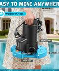One Third Horsepower Submersible Pool Pump Workhorse With 3035 GPH Flow Filter Net Twenty Five Foot Power Cord Check Valve displayed.