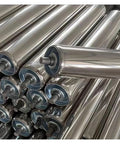 Industrial Grade Stainless Steel Conveyor Idler Roller For Commercial Gravity Systems, 60mm polished finish, stacked for use.