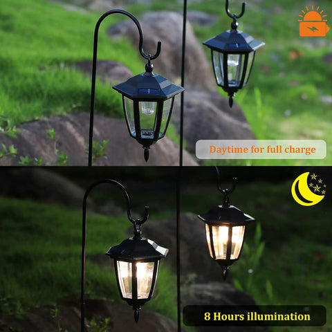 37.8 Inch Hanging Solar Lights For Outdoor Garden Lanterns With Waterproof Landscape Lighting And 2 Shepherd Hooks Solar Powered Pathway Patio Yard Driveway Decor 2 Pack For Lit Nighttime Vibe And Easy Setup