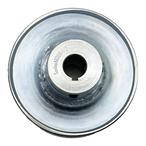 Single Groove V Belt Pulley For A B 5L 4L Belts Carbon Steel Motor Pulley Three Inch Outside Diameter One Half Inch Bore Zinc Plated Durable Pulley With Keyseat And Hardware, top view showing bore and keyseat details.