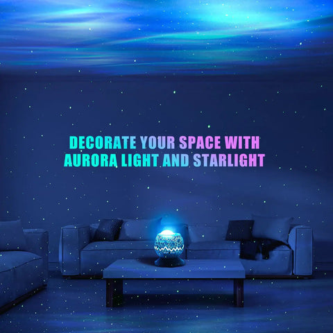 3 In 1 Aurora Night Light Projector With 33 Light Effects Bluetooth Speaker White Noise And Remote Control Dinosaur Egg Theme.