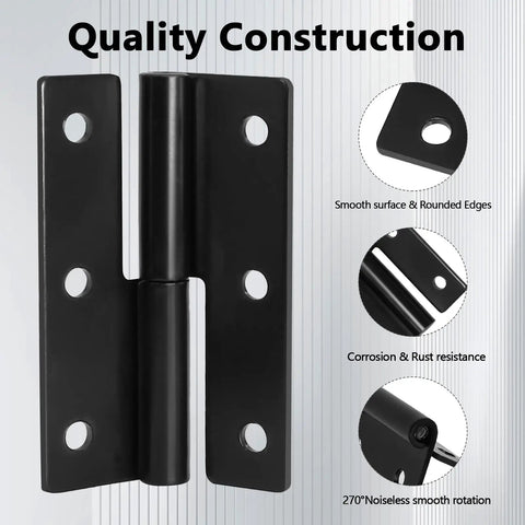 Dead Simple Black Lift Off Cabinet Hinges Left Handed 2.5 Inch Size showing quality construction details and smooth surface.