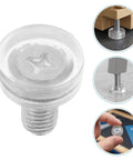 Close-up of 40 Pieces Threaded Adjustable Furniture Leveling Feet Set with 18mm PVC Metal Round Bases for stability and protection.