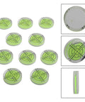 Circular for spirit Level 32mm High Translucent for acrylic Body set with multiple green fluid levels and measurement markings.
