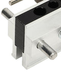 Close-up of Heavy Duty Self Centering Dowel Jig With Quick Swap Sleeves for precise woodworking tasks.