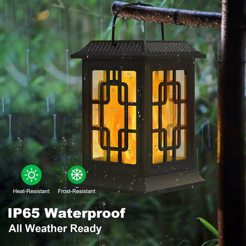 Outdoor Solar Lanterns Waterproof Hanging Lights For Garden Yard Patio Black 2 Pack Solar Powered Decorative Lanterns