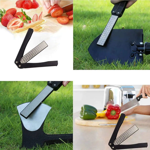 2 Pcs Portable Double Sided Diamond Knife Sharpening Stone 400 And 600 Grit Pocket Whetstone for Kitchen and Garden Use