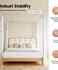 Hella Sturdy Queen Size Canopy Bed Frame Posts With Four Corner Stainless Steel Brackets For Universal Metal Wood Bedroom Setup That Gonna Look Dang Amazing And Built To Last Way Longer showcasing stainless steel frame and strong fixation.