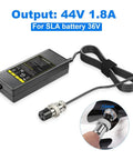 44 Volt 1.8 Amp Universal Charger For 36 Volt SLA Batteries with three prong female connector for electric scooters and ATVs.