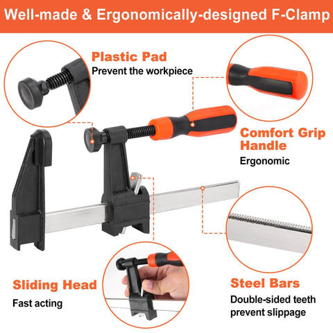 Heavy Duty Aluminum Drill Guide Jig With 30 45 90 Degree Angles Four Size Options Includes 6 Inch F Clamp for woodworking