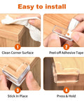 Easy installation of thickened corner guards for baby proofing edges and sharp tables with clear silicone corner protectors.