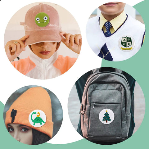 No Sweat Three Inch Button Maker Supplies Kit 100 Sets 400 Pieces Total Featuring Durable Plastic Pin Backs used on hats and backpacks.