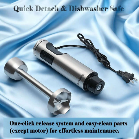 Kickass Handheld Immersion Blender With 1000W Brushless Motor And 11 Speeds Anti Splash Design Plus Stainless Steel Blades, featuring detaching function.