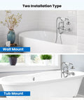 Clawfoot Bathtub Faucet Tub Filler With Handheld Shower Set Victorian Double Cross Handle wall and tub mount options